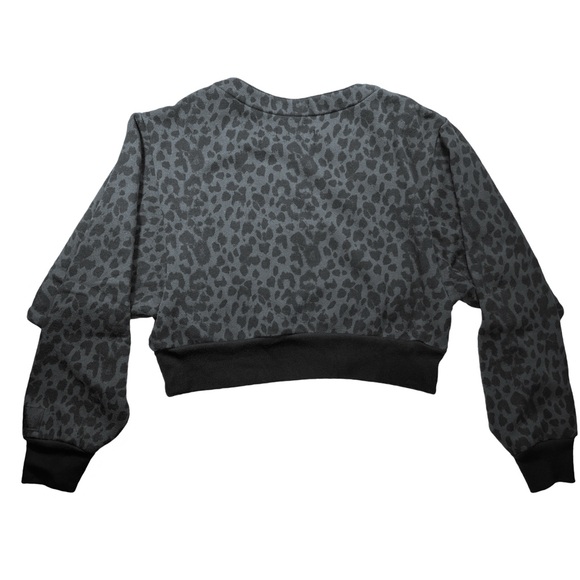Victoria’s Secret Leopard Print Cropped Lace-Up Sweatshirt Pullover [TOP ONLY] - Picture 3 of 7